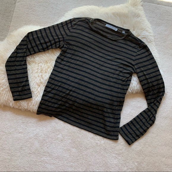 Vince Long Sleeve Striped Stretch Tunic Blouse Tee - Picture 1 of 5